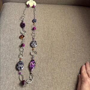 Esmar Purple and Silver Leopard Necklace Set